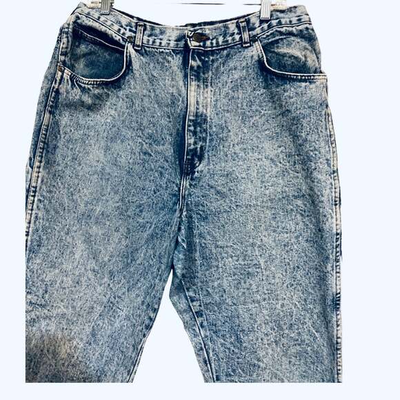 Vintage 70’s CHIC High Waisted Acid Wash Blue Mom Jeans / Sz 36 Made in USA NWOT - Picture 2 of 8